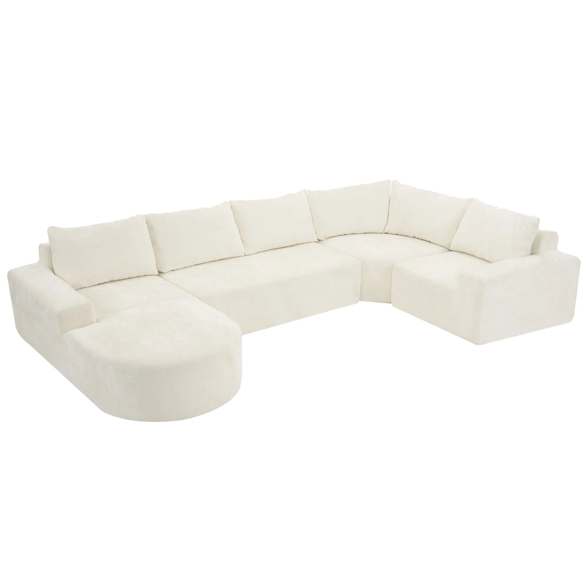 142" Oversized Cloud Sectional Modular Compressed Sofa with Chenille Fabric & Deep Seat