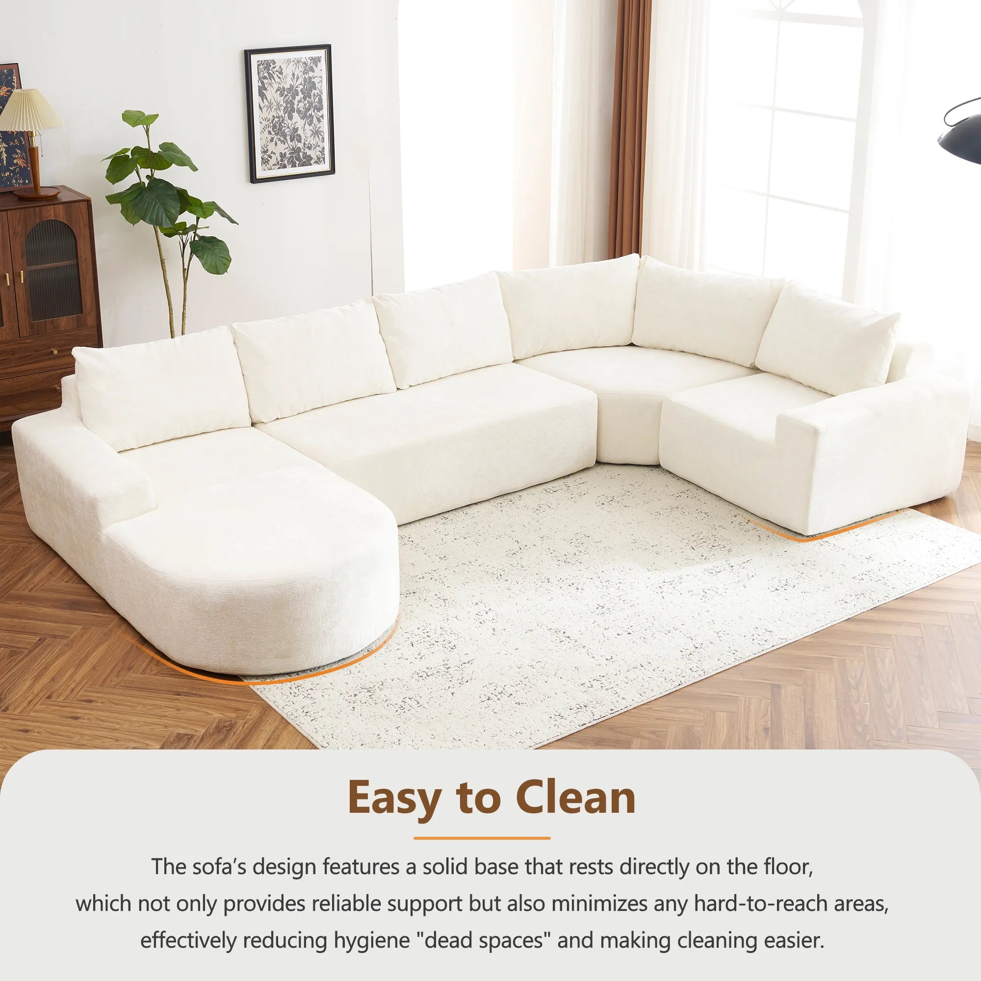 142" Oversized Cloud Sectional Modular Compressed Sofa with Chenille Fabric & Deep Seat