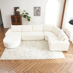 142" Oversized Cloud Sectional Modular Compressed Sofa with Chenille Fabric & Deep Seat