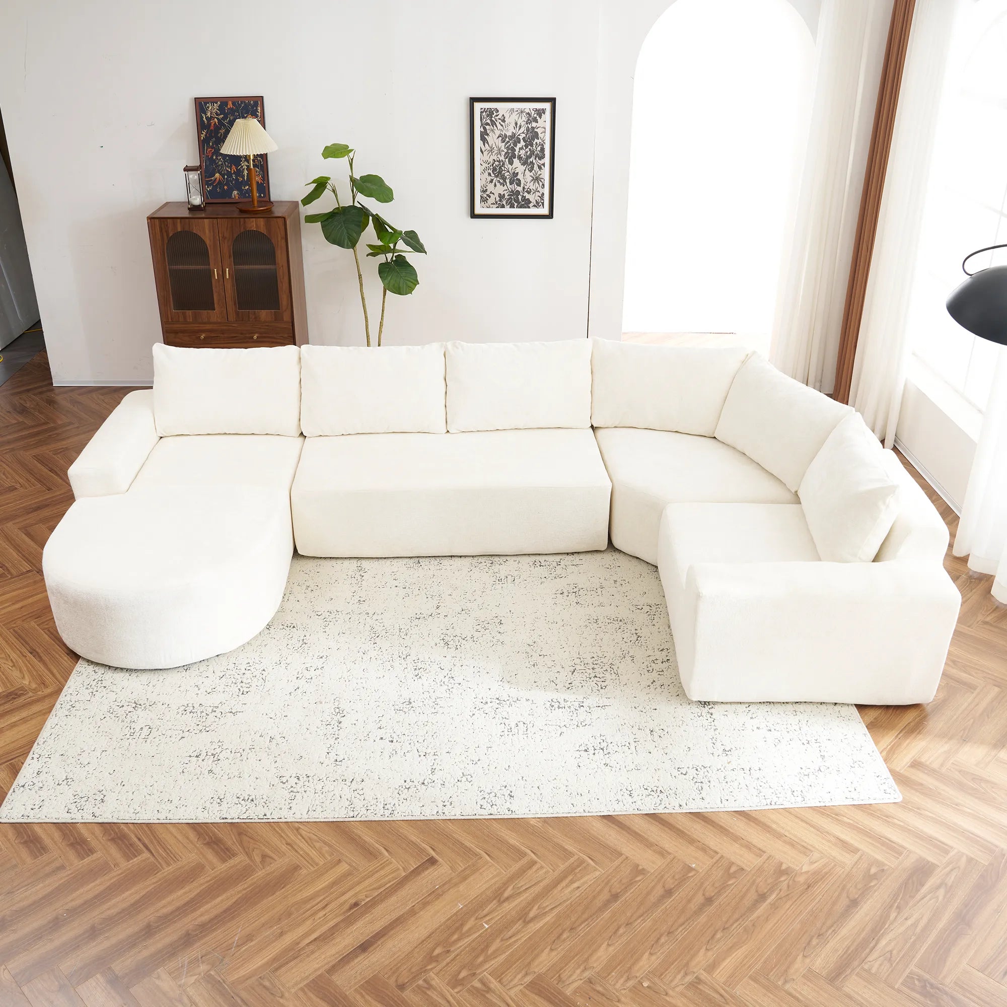 142" Oversized Cloud Sectional Modular Compressed Sofa with Chenille Fabric & Deep Seat