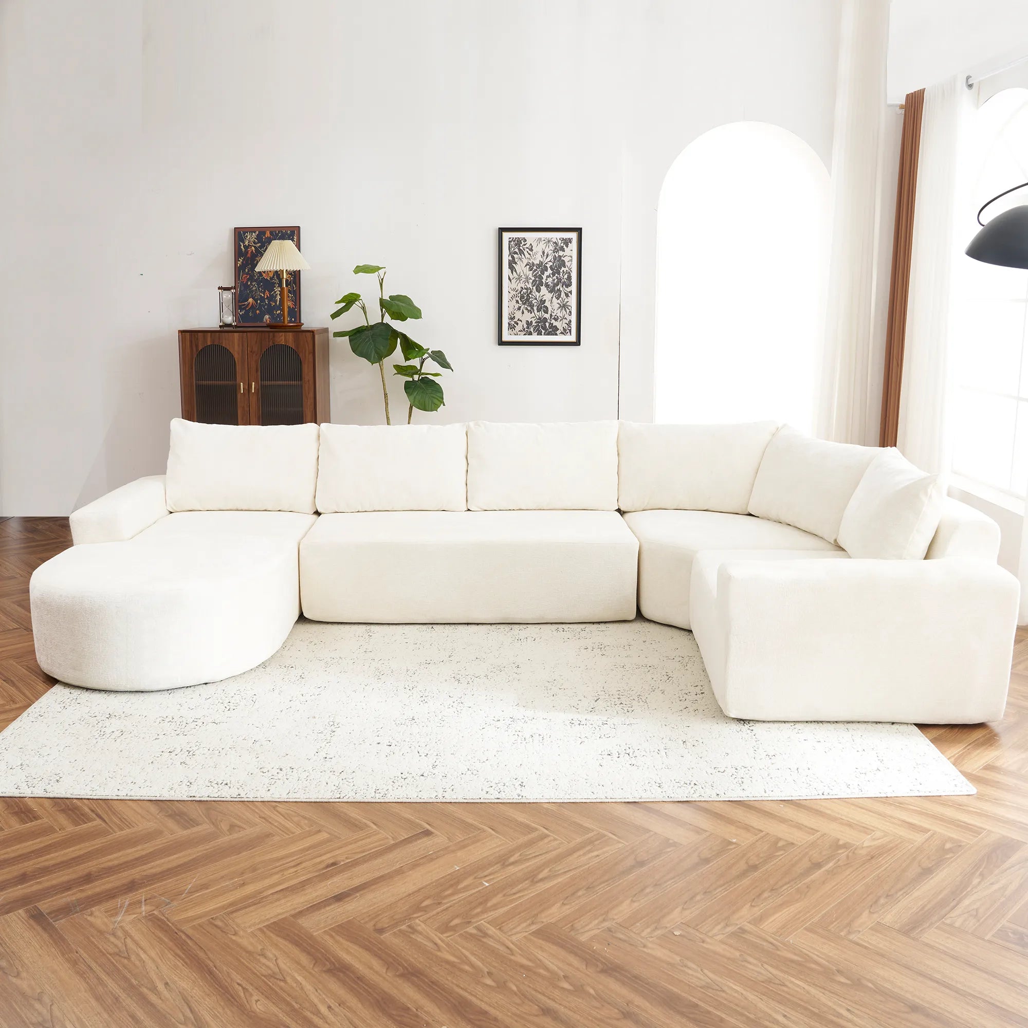 142" Oversized Cloud Sectional Modular Compressed Sofa with Chenille Fabric & Deep Seat