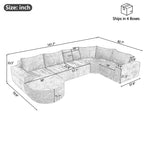 142" Oversized Cloud Sectional Modular Compressed Sofa with Chenille Fabric & Deep Seat