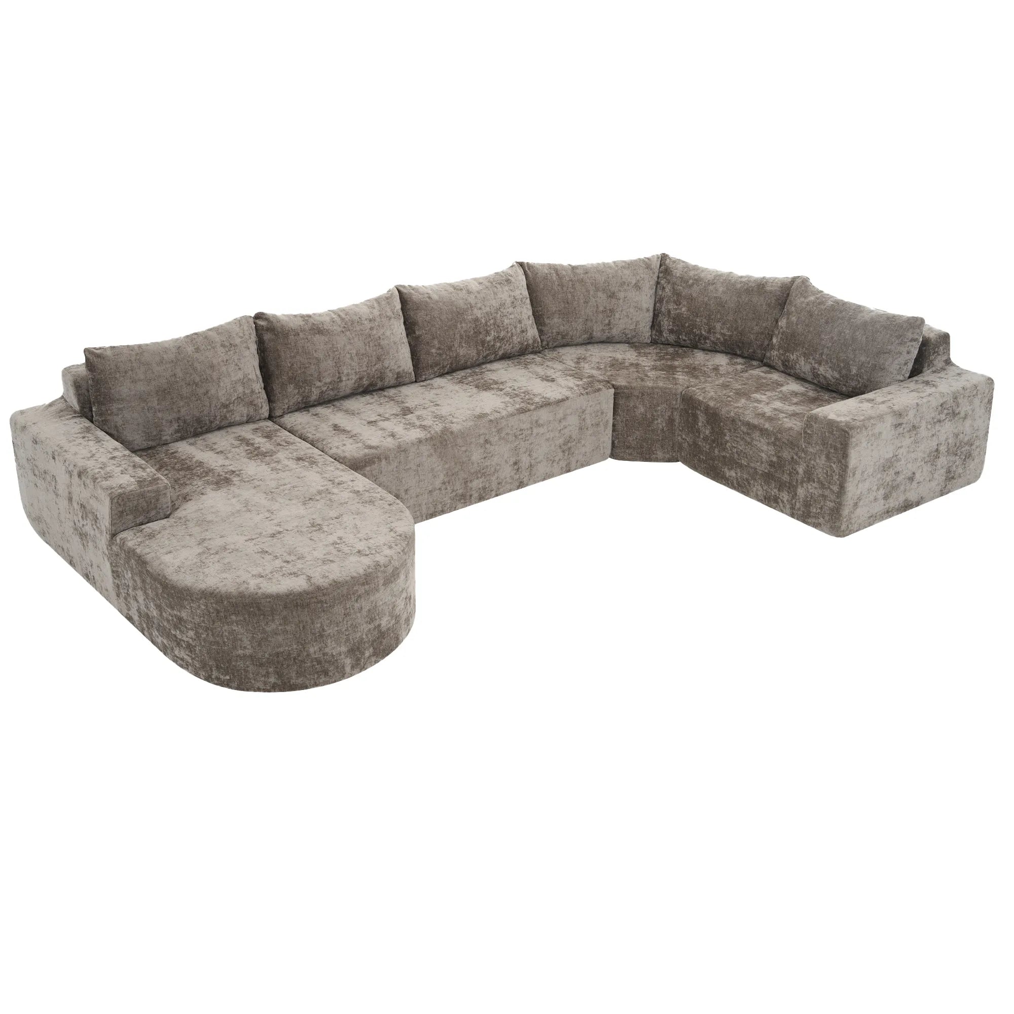 142" Oversized Cloud Sectional Modular Compressed Sofa with Chenille Fabric & Deep Seat