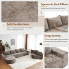 142" Oversized Cloud Sectional Modular Compressed Sofa with Chenille Fabric & Deep Seat