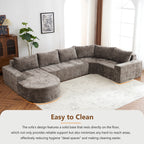 142" Oversized Cloud Sectional Modular Compressed Sofa with Chenille Fabric & Deep Seat