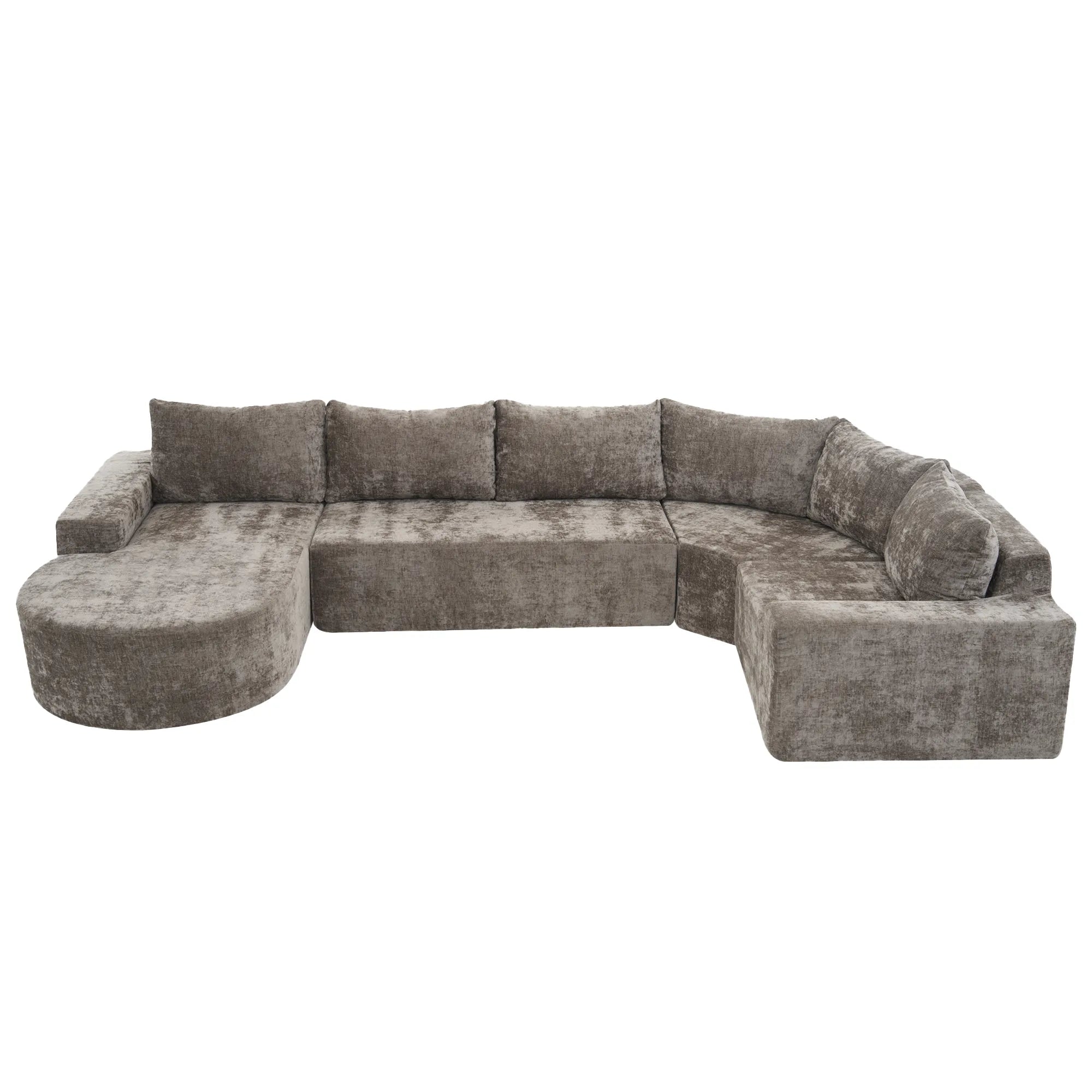 142" Oversized Cloud Sectional Modular Compressed Sofa with Chenille Fabric & Deep Seat