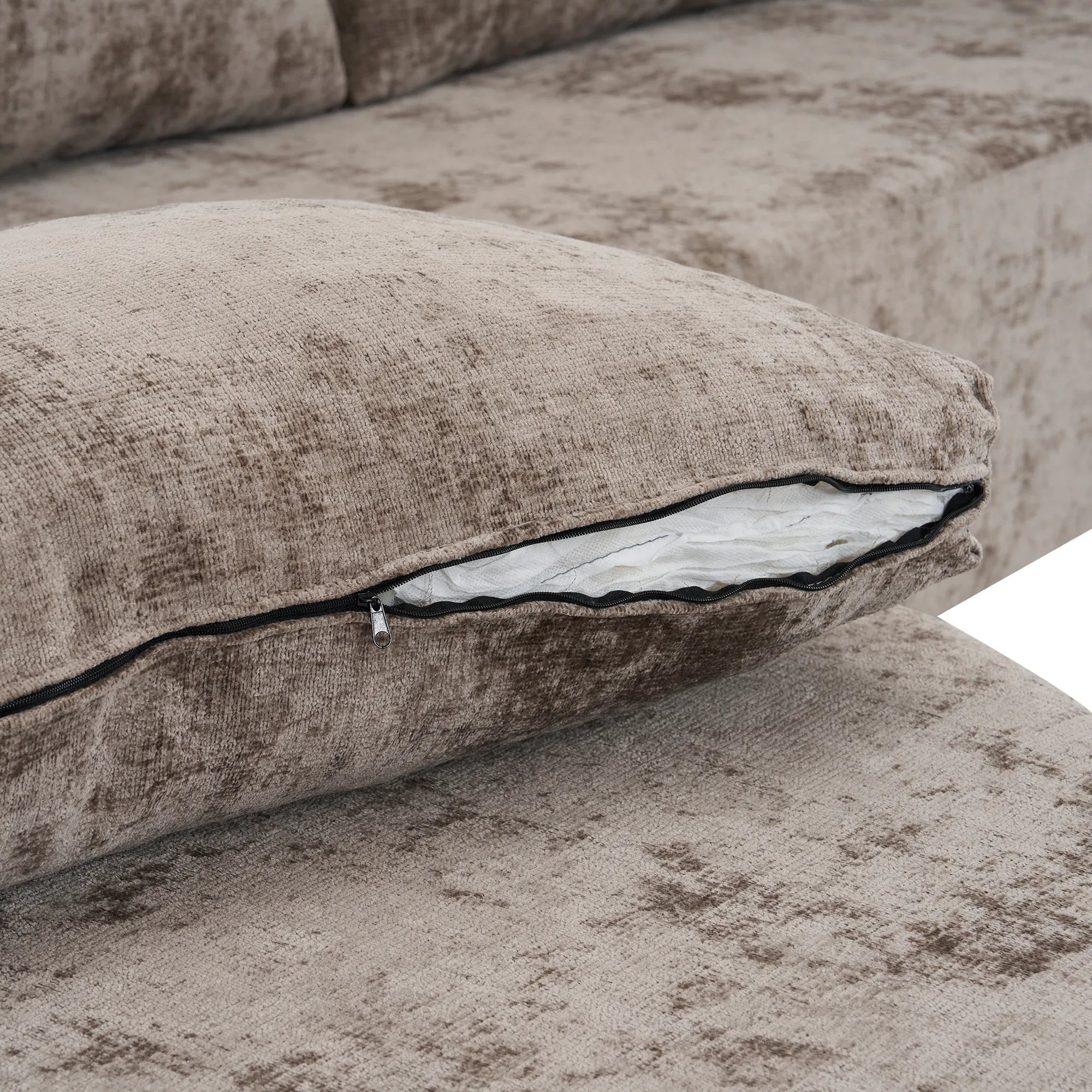 142" Oversized Cloud Sectional Modular Compressed Sofa with Chenille Fabric & Deep Seat