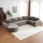 142" Oversized Cloud Sectional Modular Compressed Sofa with Chenille Fabric & Deep Seat