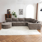 142" Oversized Cloud Sectional Modular Compressed Sofa with Chenille Fabric & Deep Seat