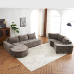 142" Oversized Cloud Sectional Modular Compressed Sofa with Chenille Fabric & Deep Seat