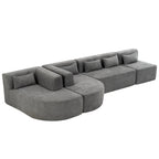 144" Upholstered Modern Modular Sofa with Two Chaise Lounge