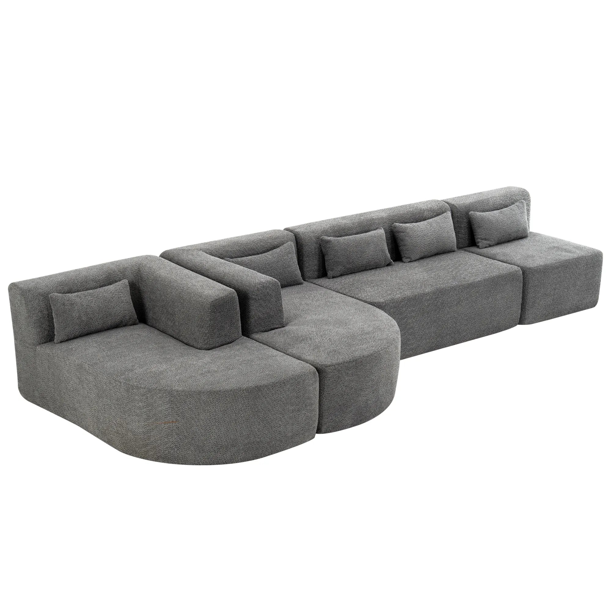 144" Upholstered Modern Modular Sofa with Two Chaise Lounge