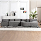 144" Upholstered Modern Modular Sofa with Two Chaise Lounge