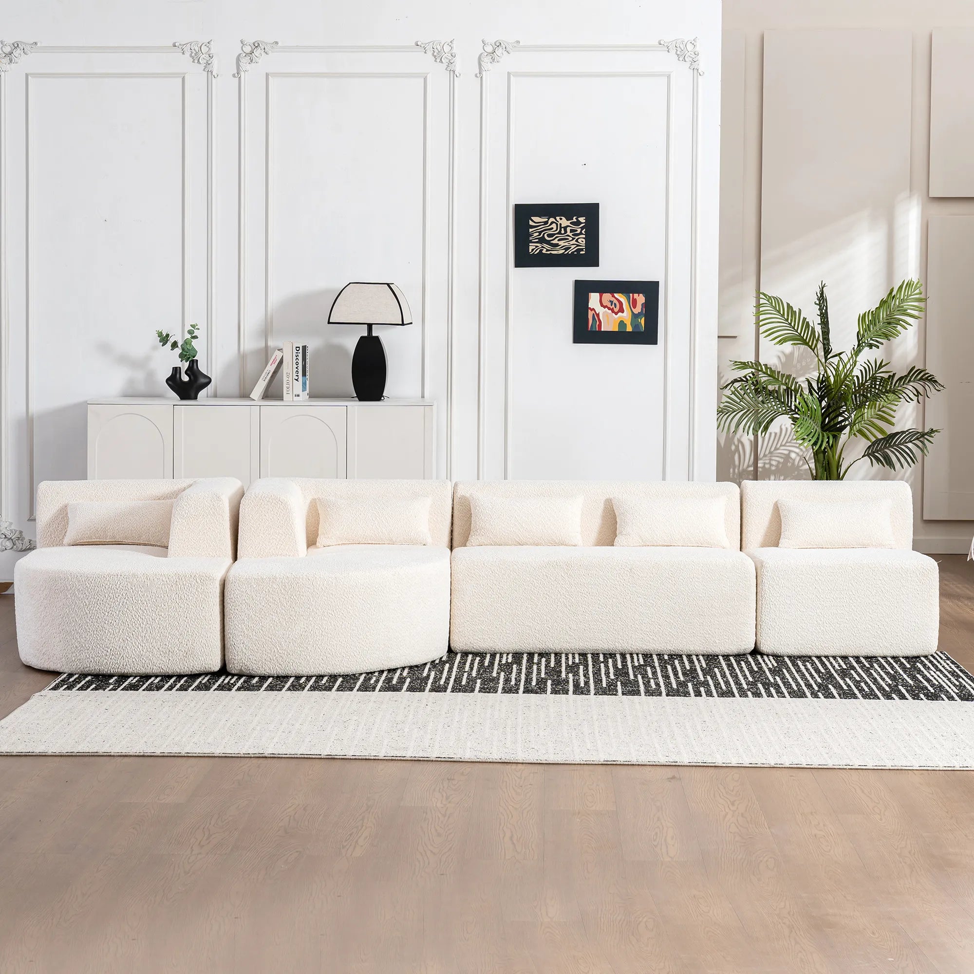 144" Upholstered Modern Modular Sofa with Two Chaise Lounge