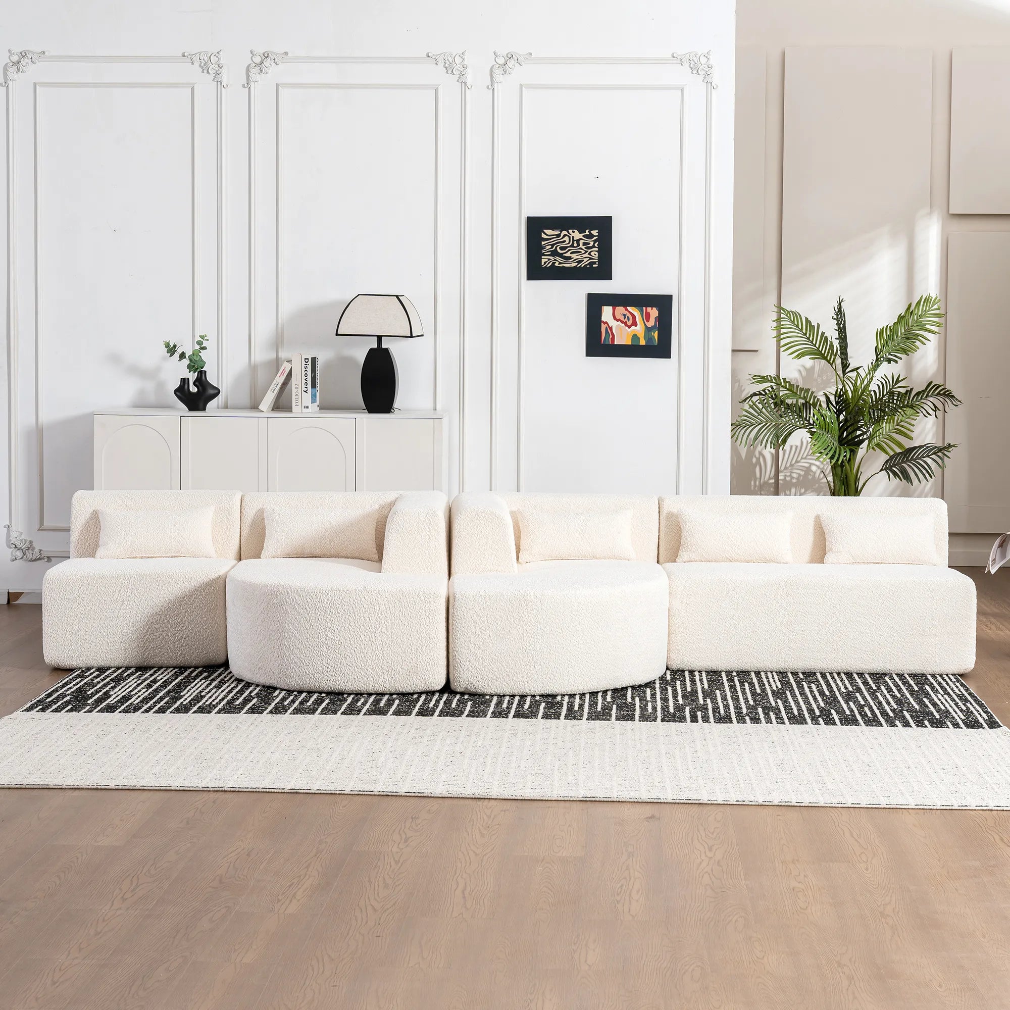 144" Upholstered Modern Modular Sofa with Two Chaise Lounge