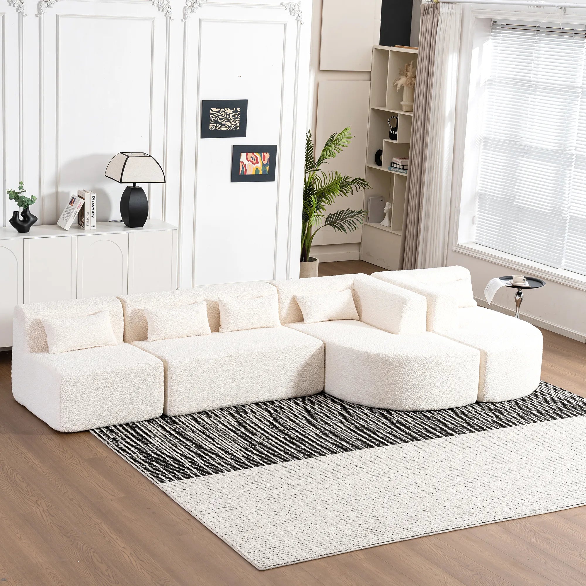 144" Upholstered Modern Modular Sofa with Two Chaise Lounge