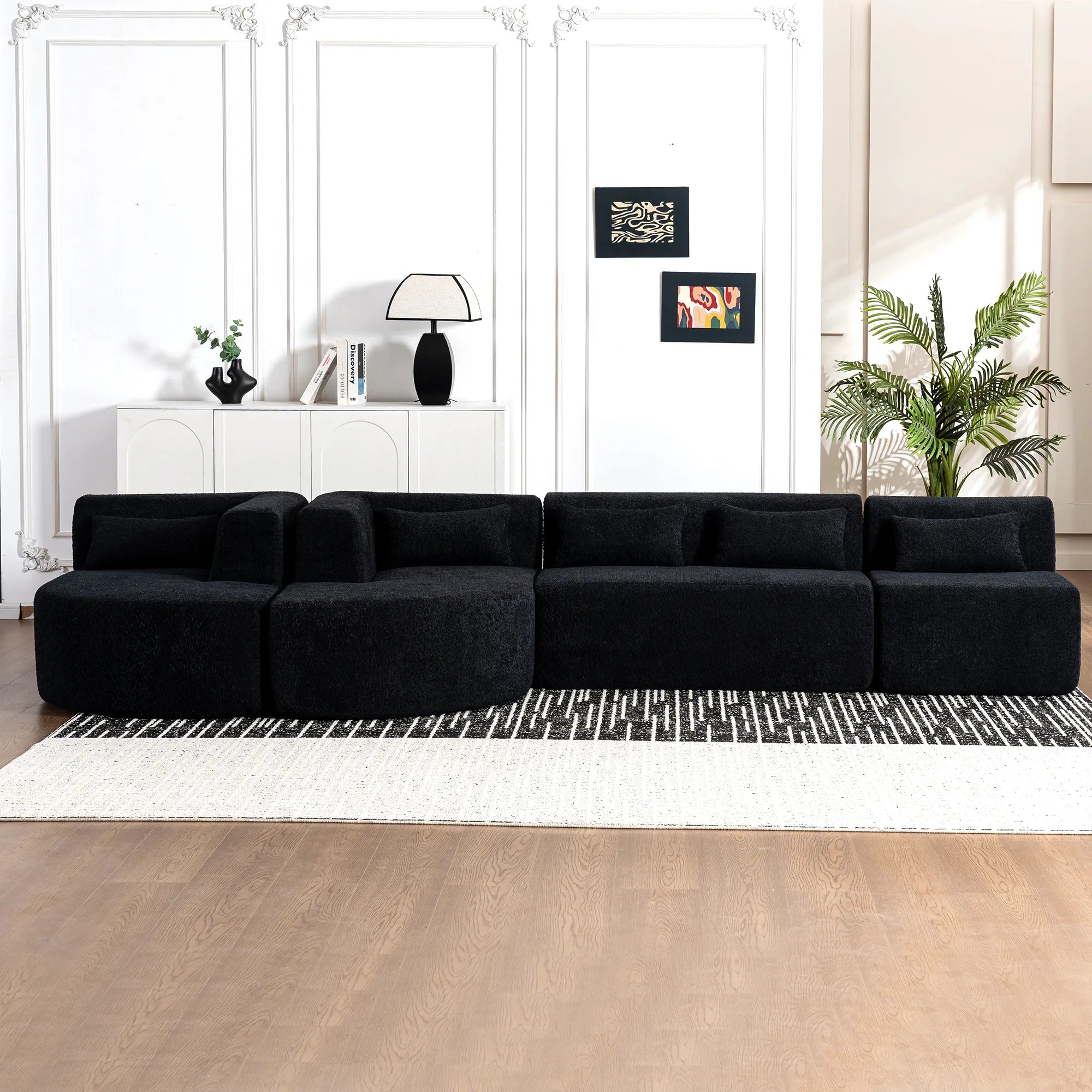 144" Upholstered Modern Modular Sofa with Two Chaise Lounge
