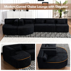 144" Upholstered Modern Modular Sofa with Two Chaise Lounge