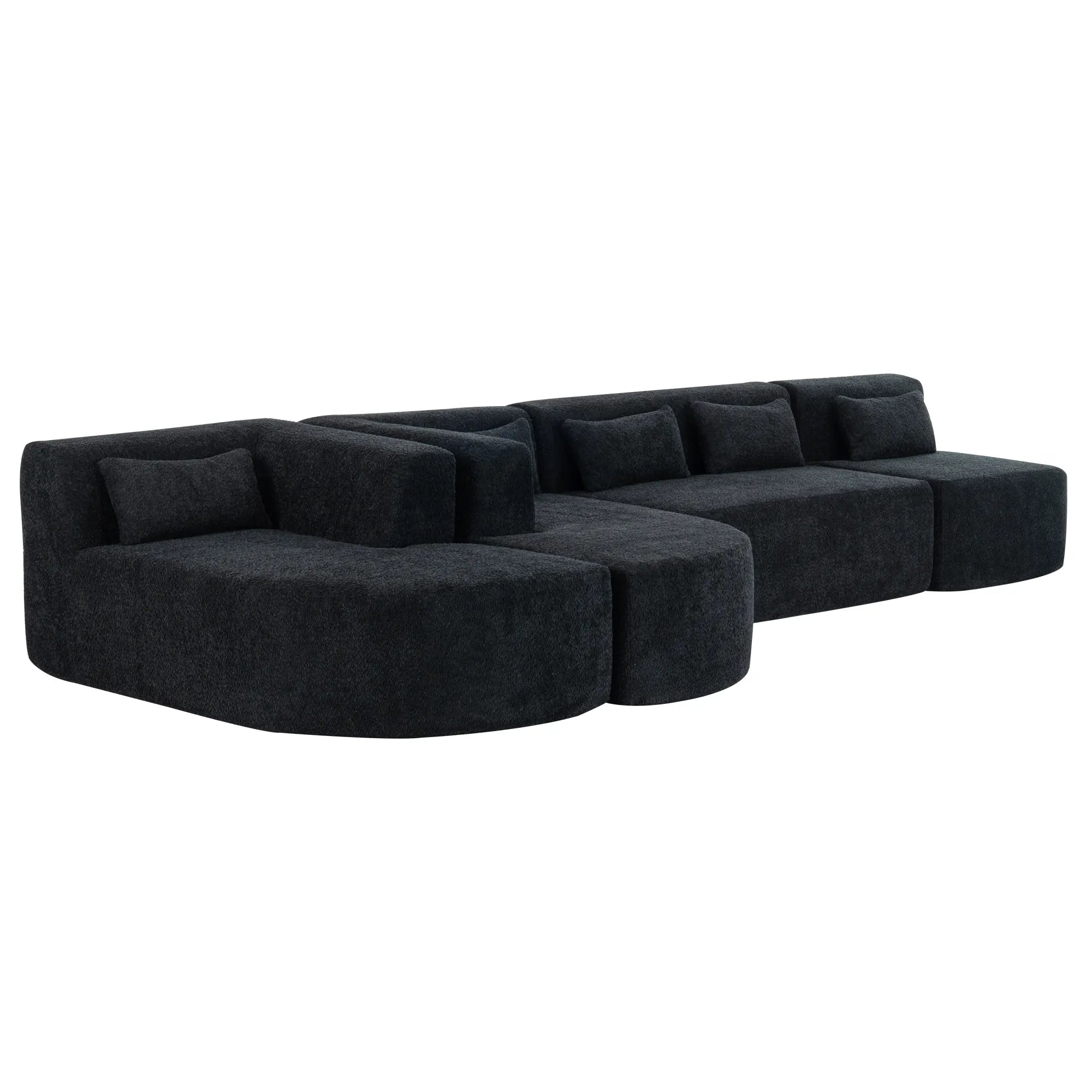 144" Upholstered Modern Modular Sofa with Two Chaise Lounge