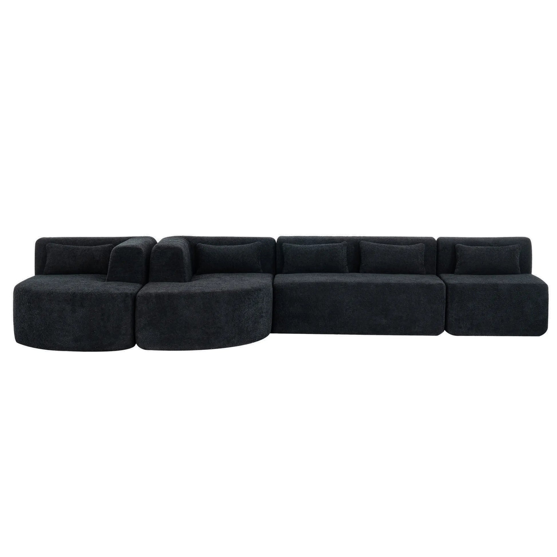 144" Upholstered Modern Modular Sofa with Two Chaise Lounge