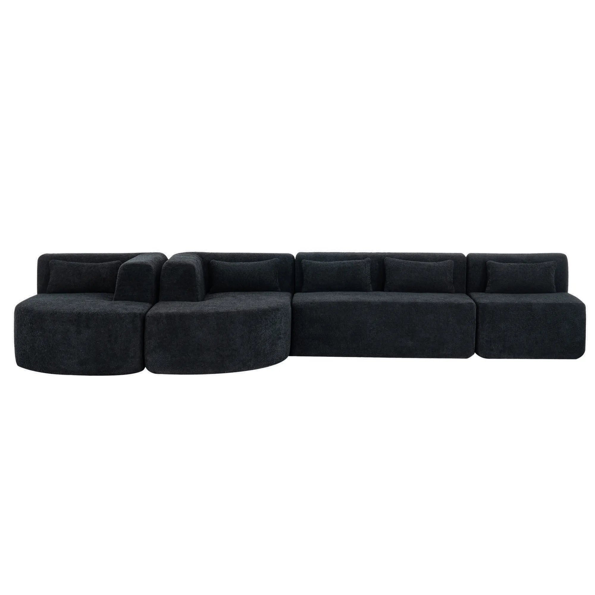 144" Upholstered Modern Modular Sofa with Two Chaise Lounge