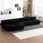 144" Upholstered Modern Modular Sofa with Two Chaise Lounge