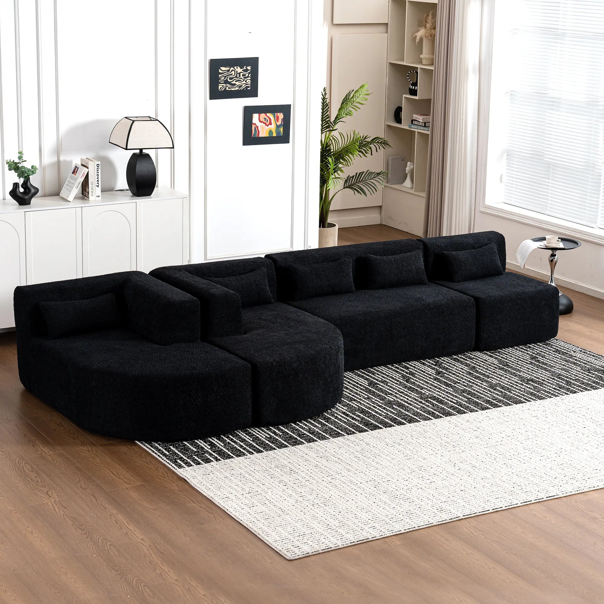144" Upholstered Modern Modular Sofa with Two Chaise Lounge