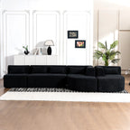 144" Upholstered Modern Modular Sofa with Two Chaise Lounge