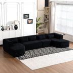 144" Upholstered Modern Modular Sofa with Two Chaise Lounge