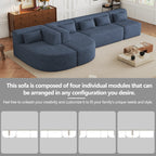 144" Upholstered Modern Modular Sofa with Two Chaise Lounge