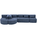 144" Upholstered Modern Modular Sofa with Two Chaise Lounge