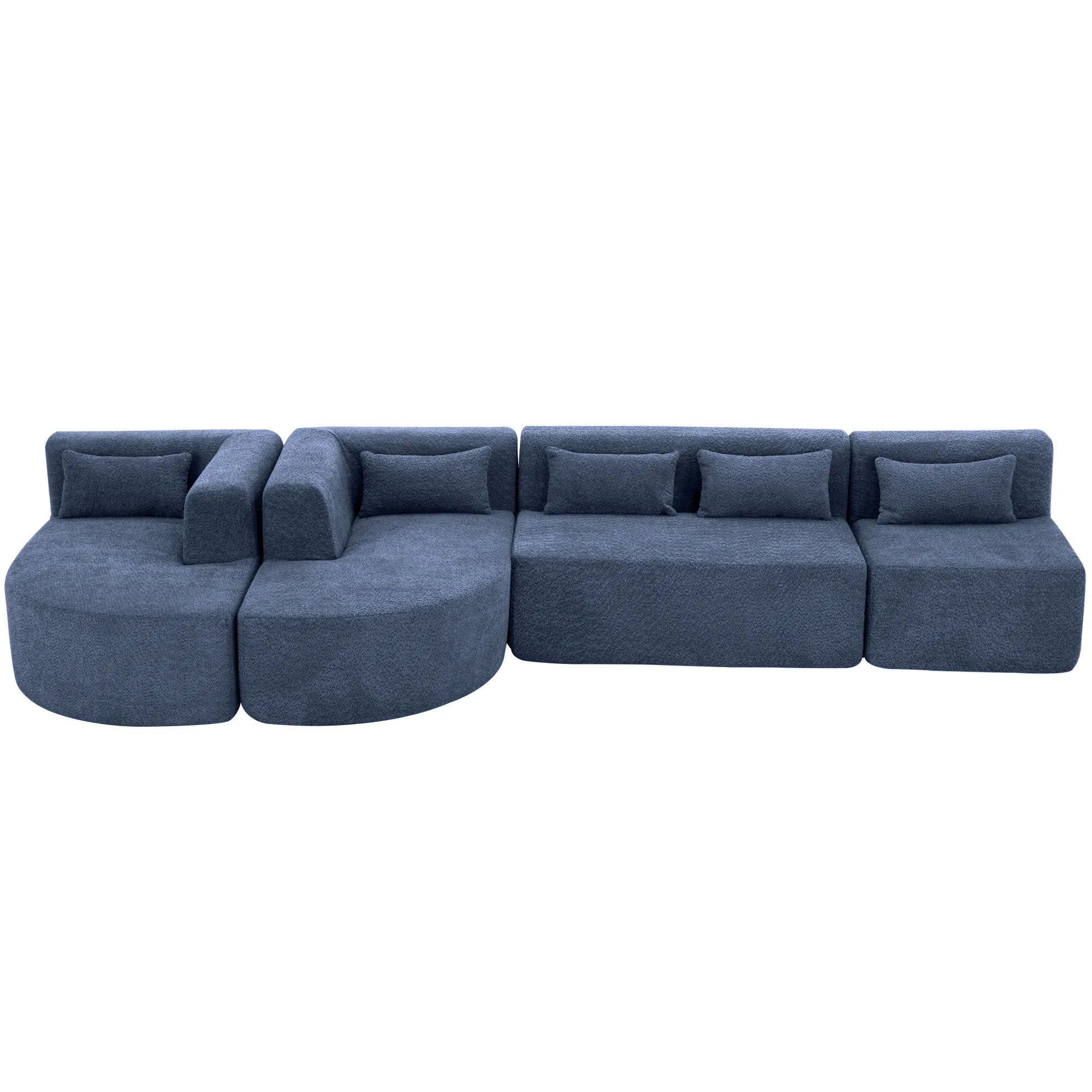 144" Upholstered Modern Modular Sofa with Two Chaise Lounge