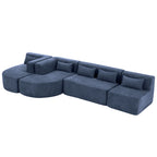 144" Upholstered Modern Modular Sofa with Two Chaise Lounge