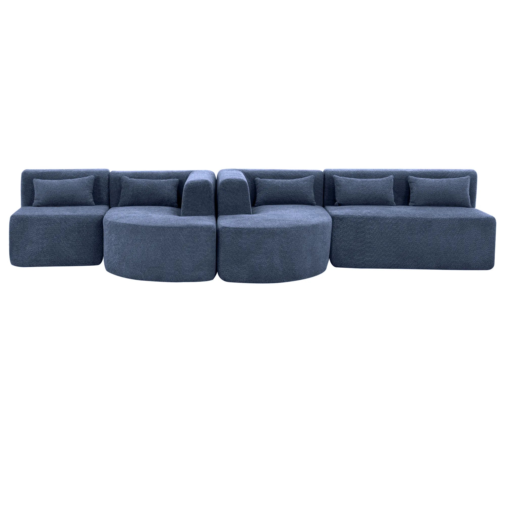 144" Upholstered Modern Modular Sofa with Two Chaise Lounge