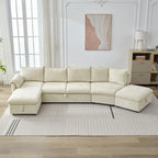 147" L Shape Pull-Out Sectional Sofa Bed with Ottoman