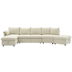 147" L Shape Pull-Out Sectional Sofa Bed with Ottoman