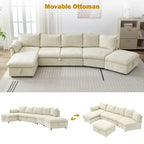 147" L Shape Pull-Out Sectional Sofa Bed with Ottoman