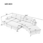 147" L Shape Pull-Out Sectional Sofa Bed with Ottoman