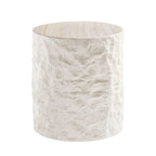 15.7” Round Fiberglass Side Table, Imitation Stone Design
