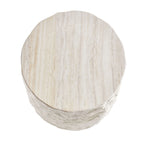 15.7” Round Fiberglass Side Table, Imitation Stone Design