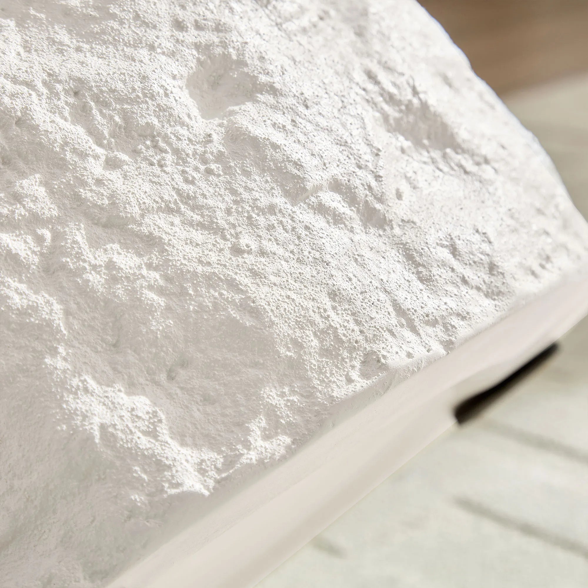 15.7” Round Fiberglass Side Table, Imitation Stone Design