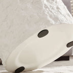 15.7” Round Fiberglass Side Table, Imitation Stone Design