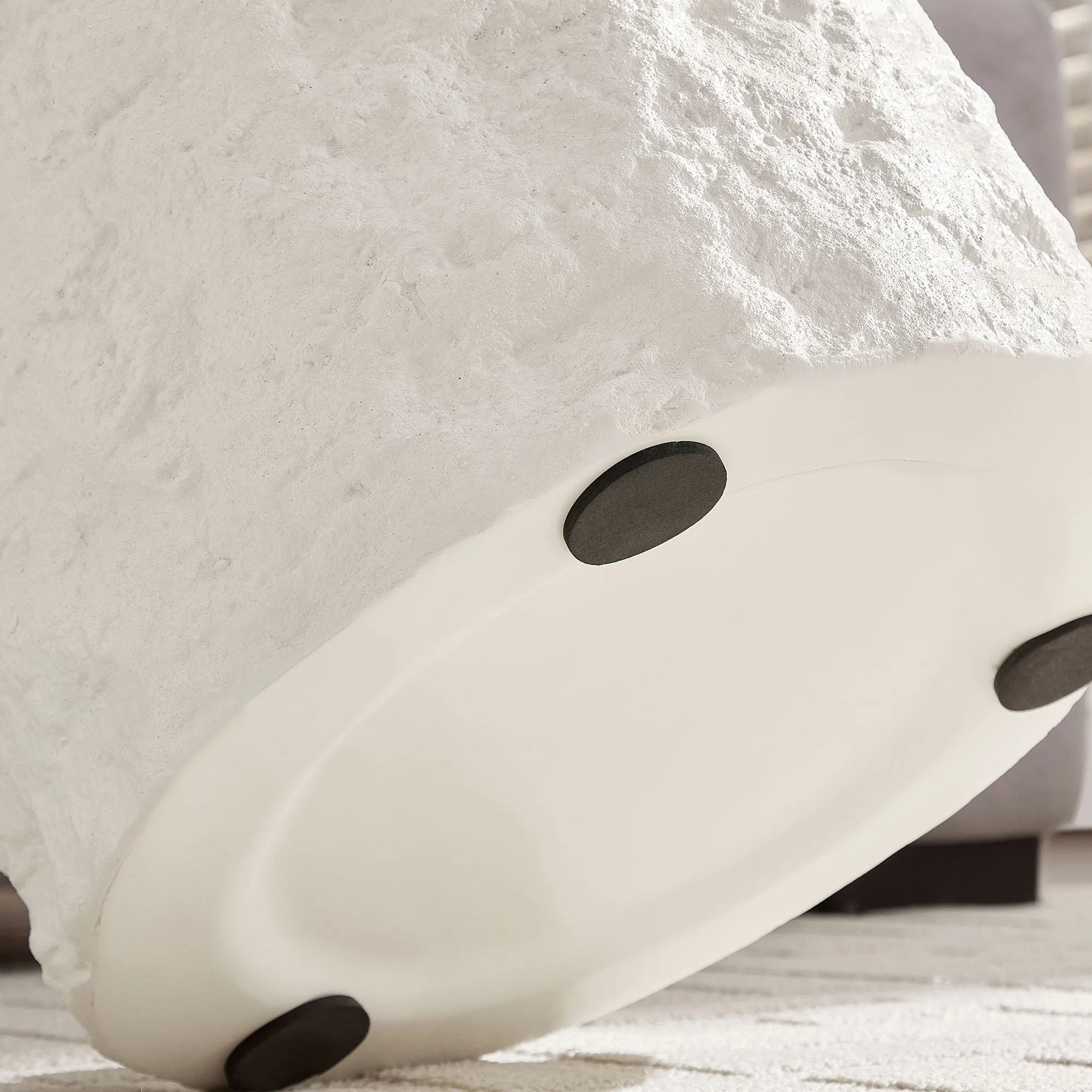 15.7” Round Fiberglass Side Table, Imitation Stone Design