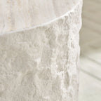 15.7” Round Fiberglass Side Table, Imitation Stone Design