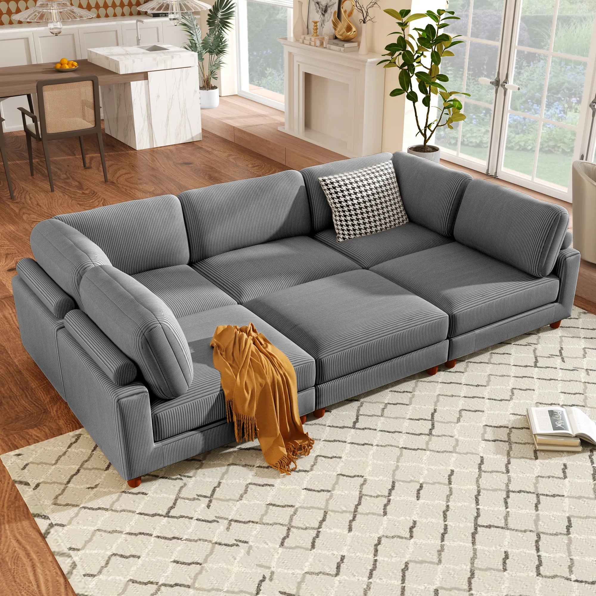 163'' Modular Sectional Sofa with Ottoman