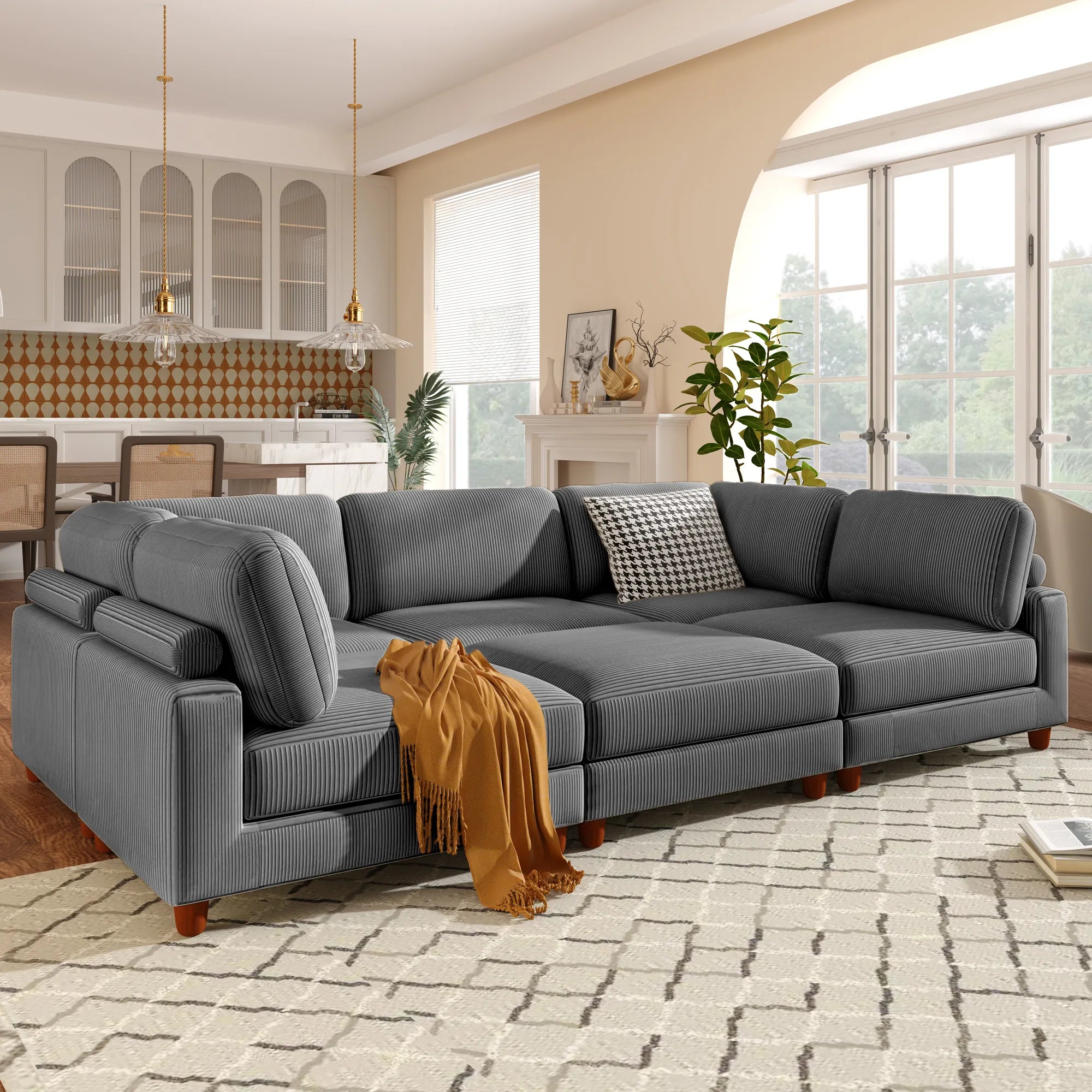 163'' Modular Sectional Sofa with Ottoman