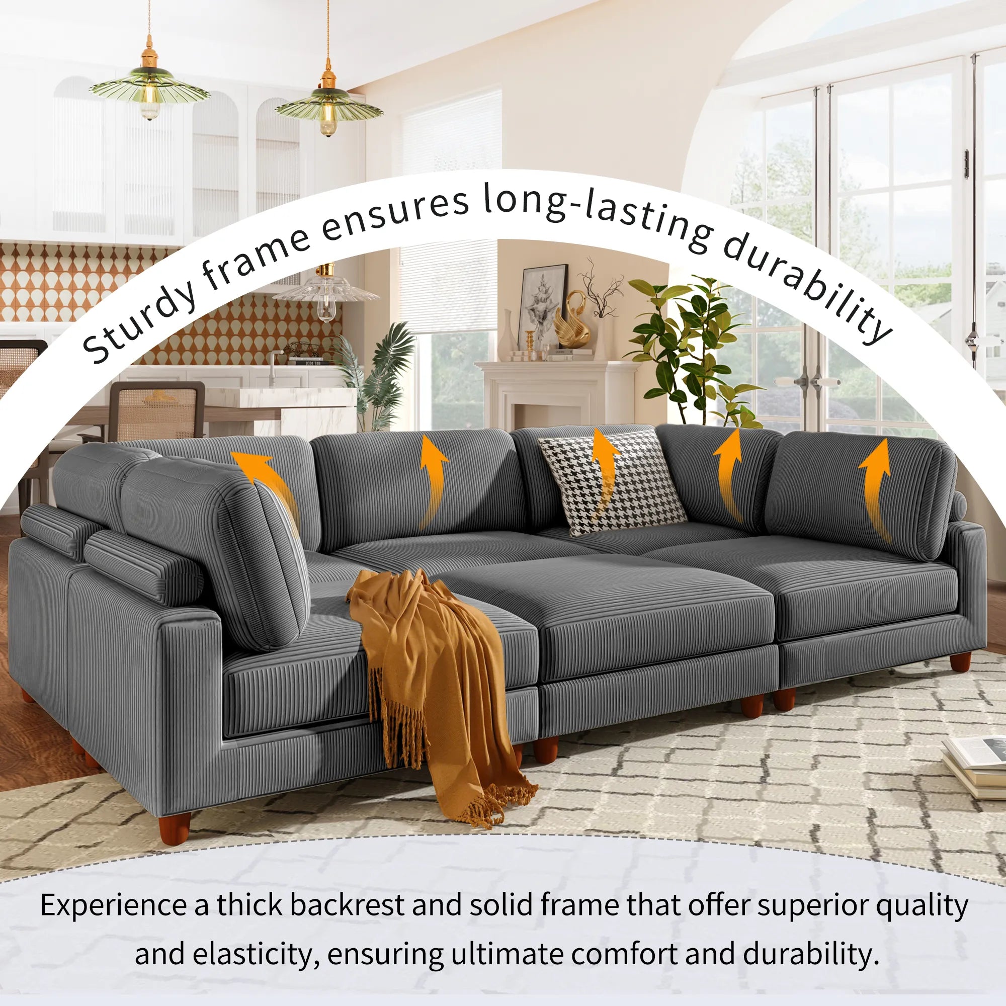 163'' Modular Sectional Sofa with Ottoman