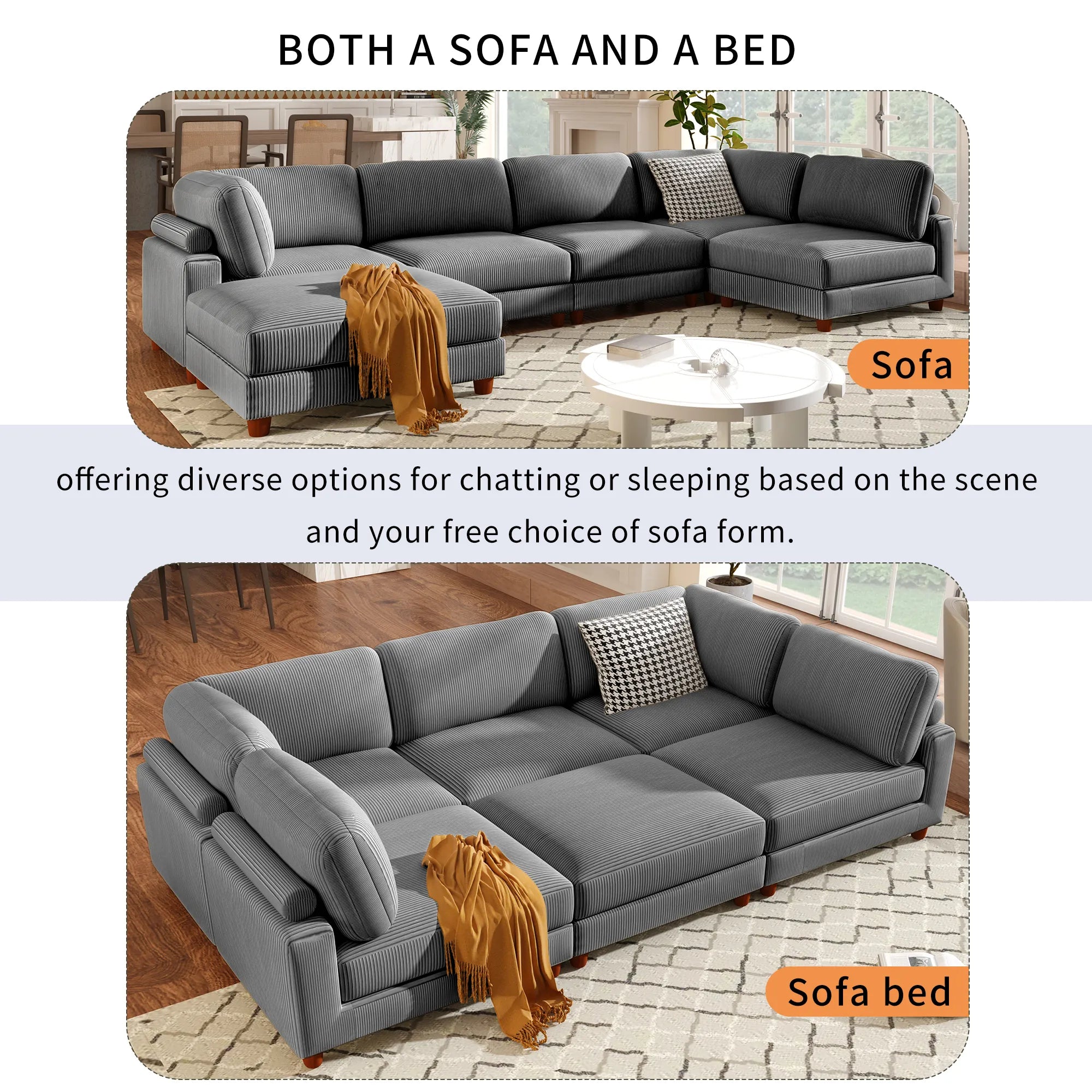 163'' Modular Sectional Sofa with Ottoman
