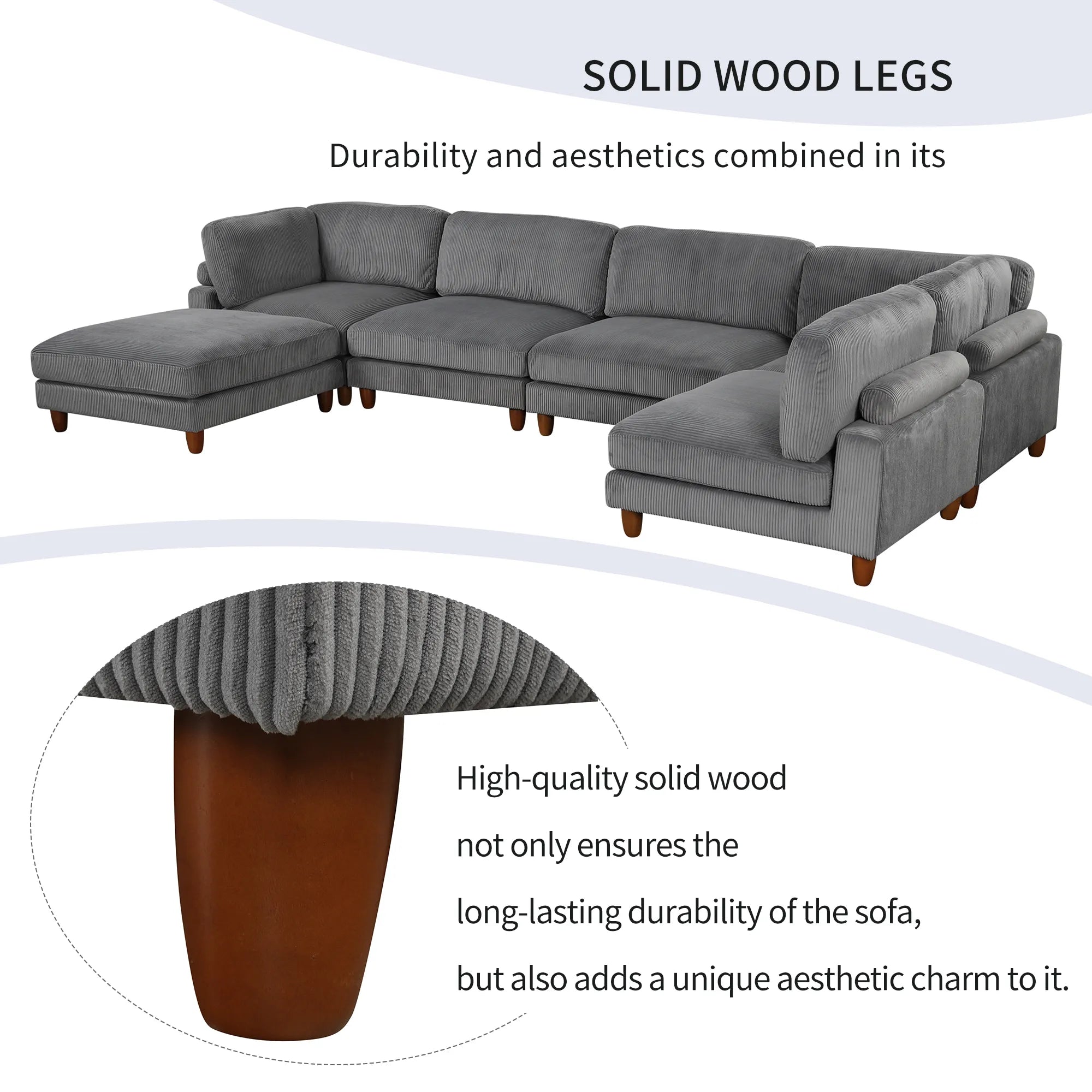 163'' Modular Sectional Sofa with Ottoman