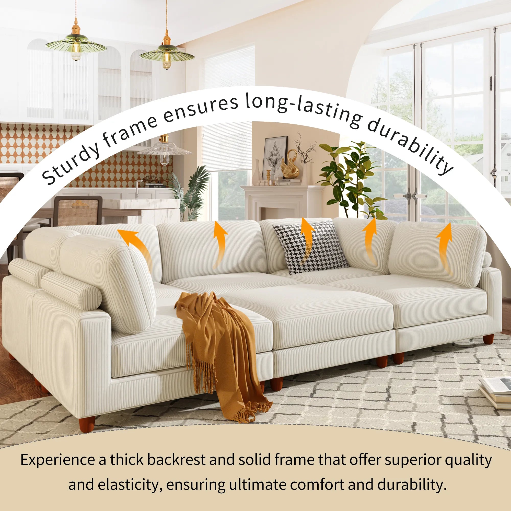 163'' Modular Sectional Sofa with Ottoman